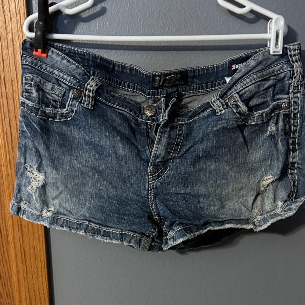 Silver Jeans Distressed Blue Jean Shorts